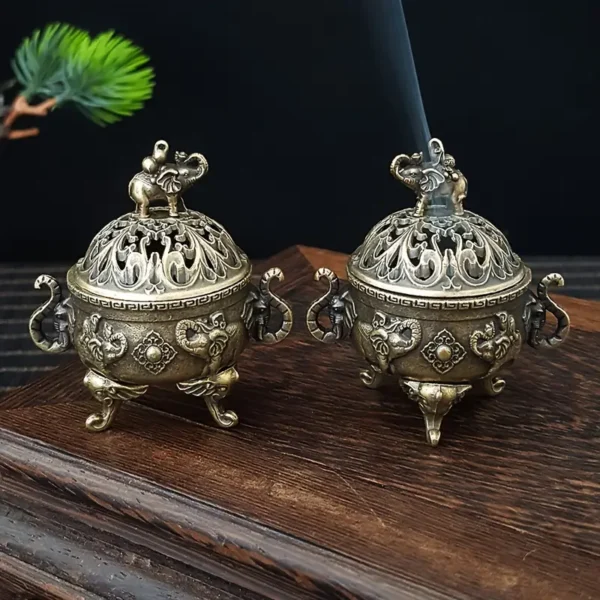 Stylish Three-legged Elephant Alloy Incense Burner - Image 5