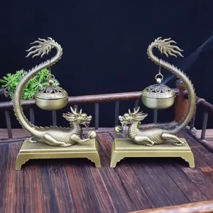 Elegant Golden Dragon Metal Incense Burner