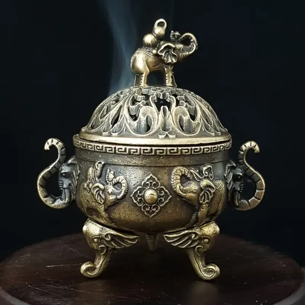 Stylish Three-legged Elephant Alloy Incense Burner - Image 4