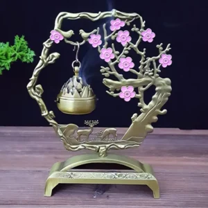 Lucky Magpie & Deer Incense Burner with Plum Blossom Design