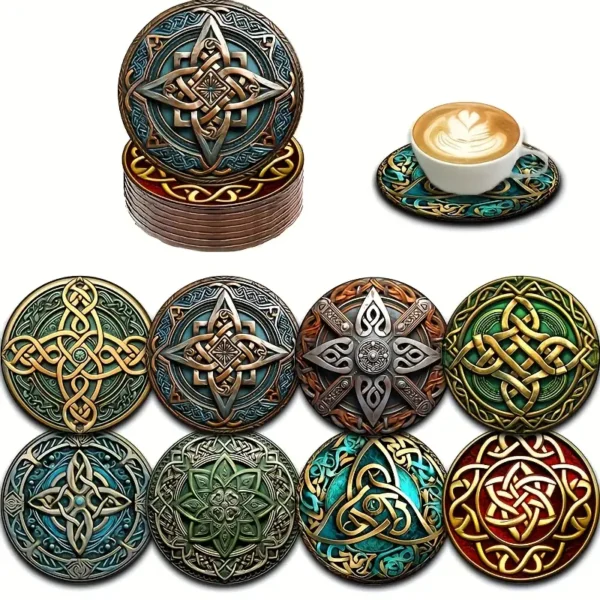 Vintage Celtic Knot Wooden Coasters