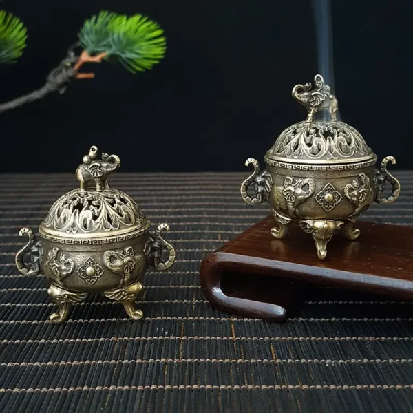 Stylish Three-legged Elephant Alloy Incense Burner - Image 3