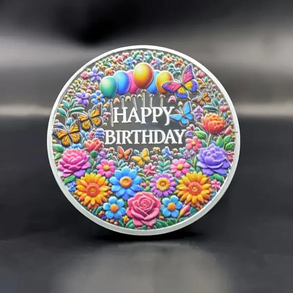 Floral Happy Birthday Coin souvenir - Image 4