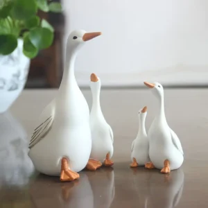 Charming Resin Duck Family