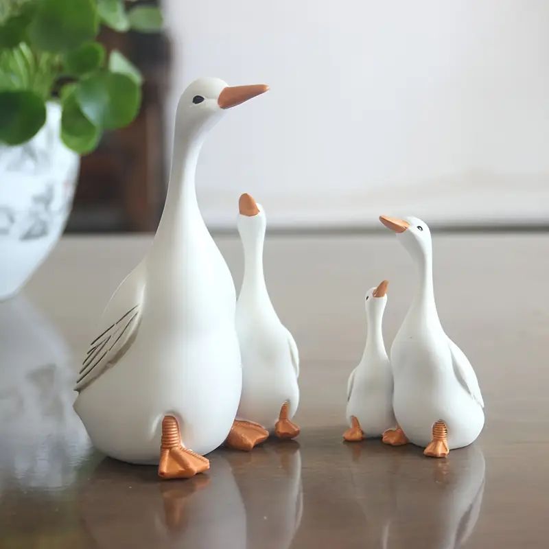 Charming Resin Duck Family