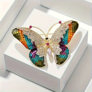 Elegant Butterfly Brooch with Sparkling Rhinestones
