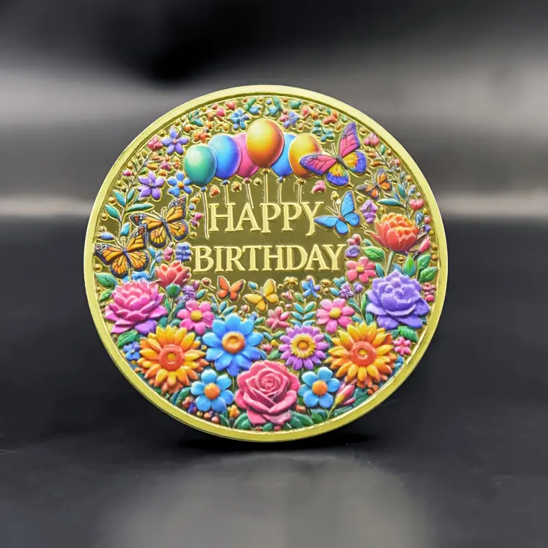 Floral Happy Birthday Coin souvenir