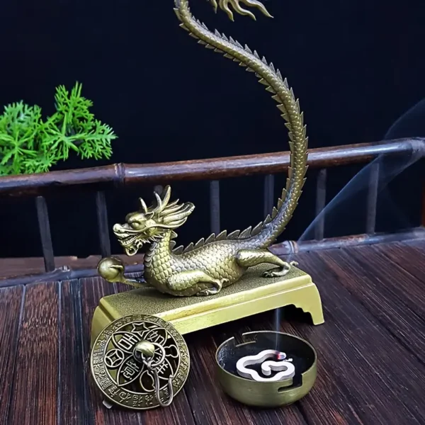 Elegant Golden Dragon Metal Incense Burner - Image 3