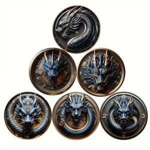 Dragon Design Wooden Coasters Set