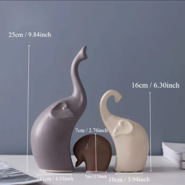 Matte Elephant Family Resin Figurine - Image 3