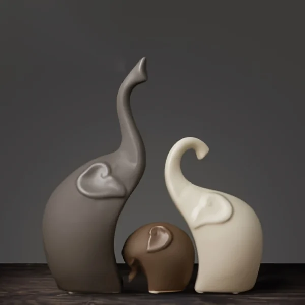 Matte Elephant Family Resin Figurine - Image 2