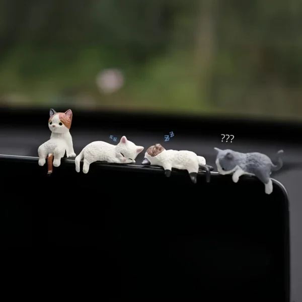 1/4pcs Set of Adorable Cartoon Cat Car Dashboard Decorations - Image 4