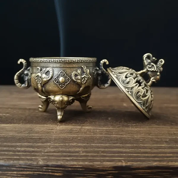 Stylish Three-legged Elephant Alloy Incense Burner - Image 2