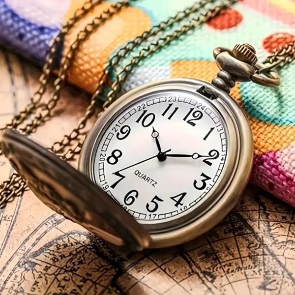 Vintage Bronze Quartz Pocket Watch - Kaaba Design - Image 2
