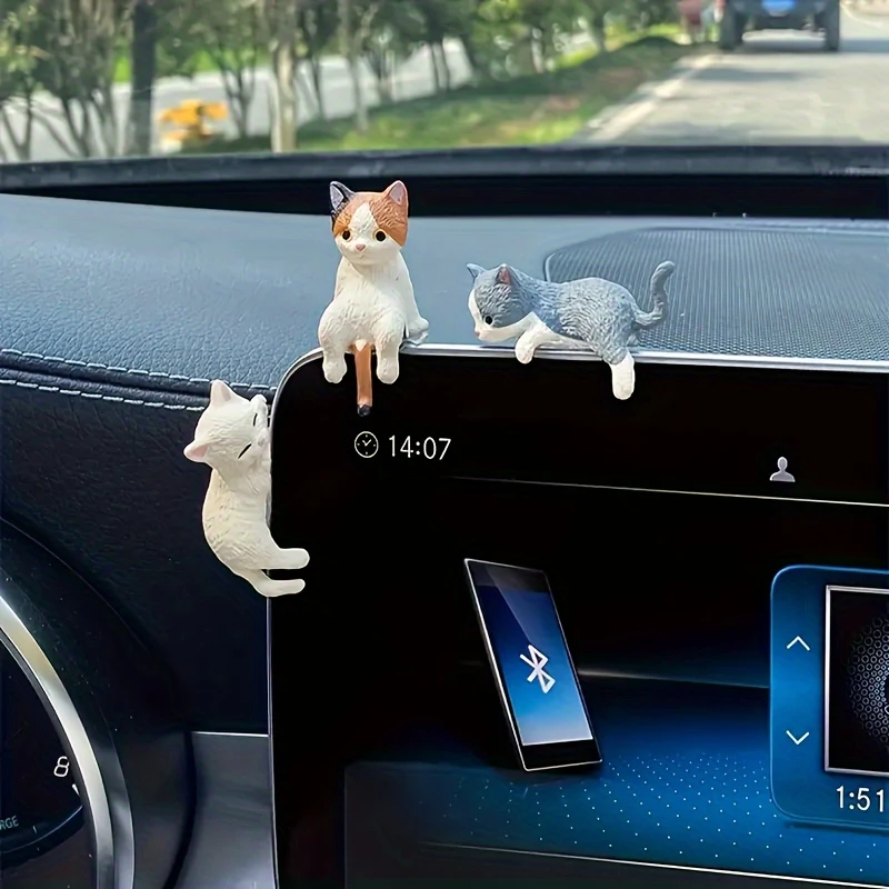 1/4pcs Set of Adorable Cartoon Cat Car Dashboard Decorations