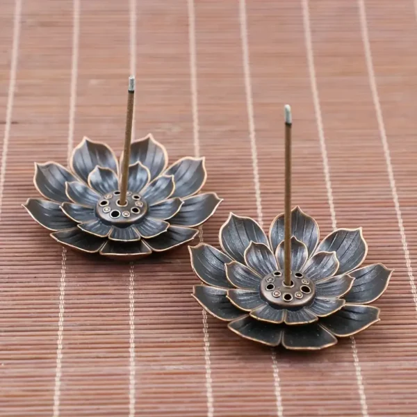 Metal Lotus Flower Incense Holder - Image 6