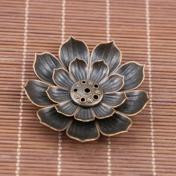 Metal Lotus Flower Incense Holder - Image 4