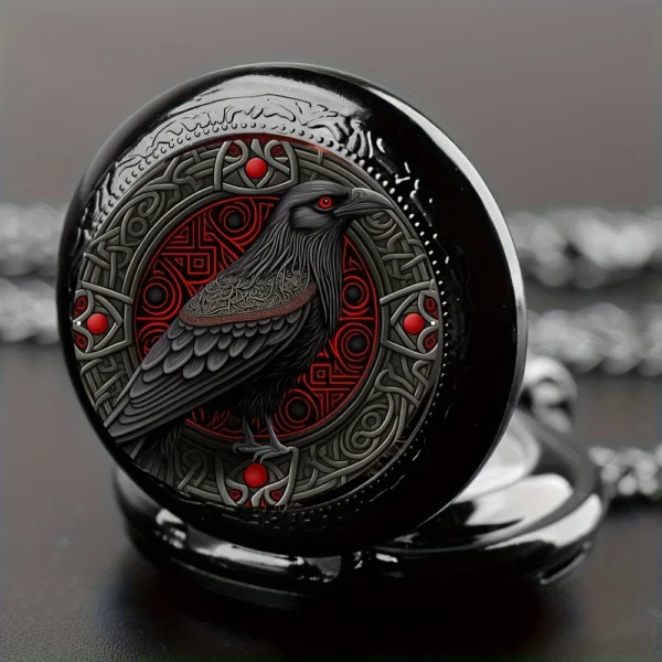 Elegant Black Pocket Watch - Image 6