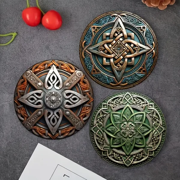 Vintage Celtic Knot Wooden Coasters - Image 2