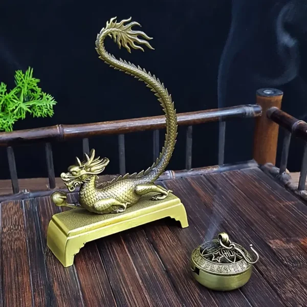 Elegant Golden Dragon Metal Incense Burner - Image 4