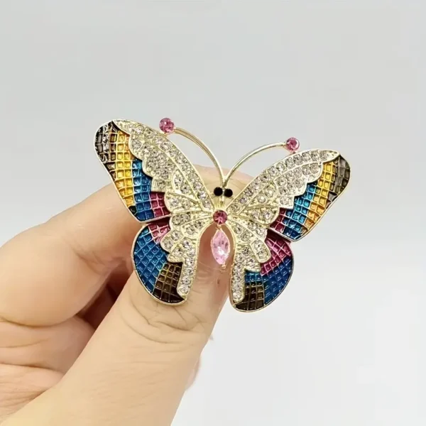 Elegant Butterfly Brooch with Sparkling Rhinestones - Image 3