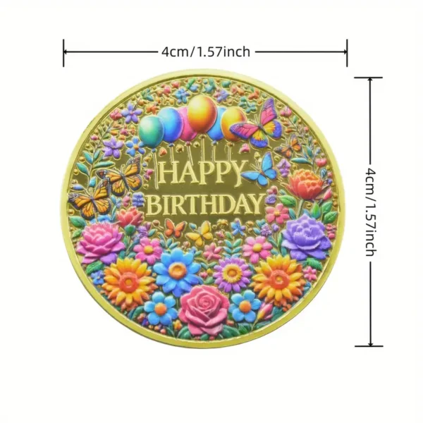 Floral Happy Birthday Coin souvenir - Image 5