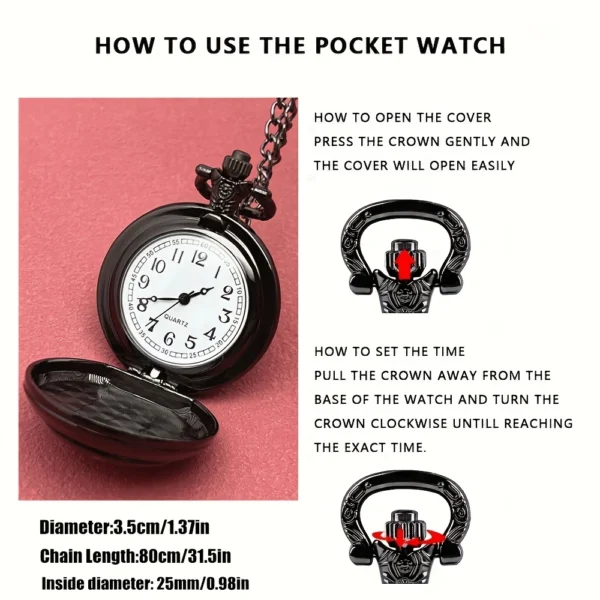 Elegant Black Pocket Watch - Image 4
