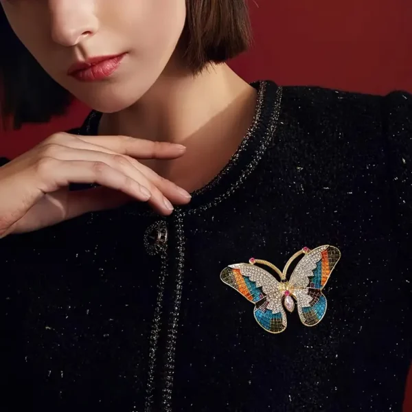 Elegant Butterfly Brooch with Sparkling Rhinestones - Image 2